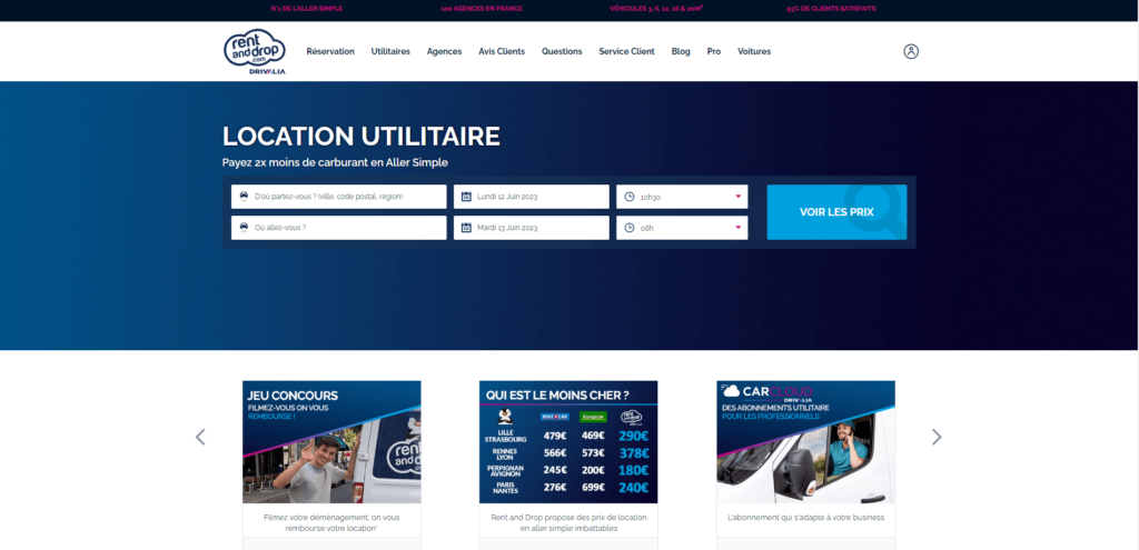 Location véhicule utilitaire aller simple rent and drop
