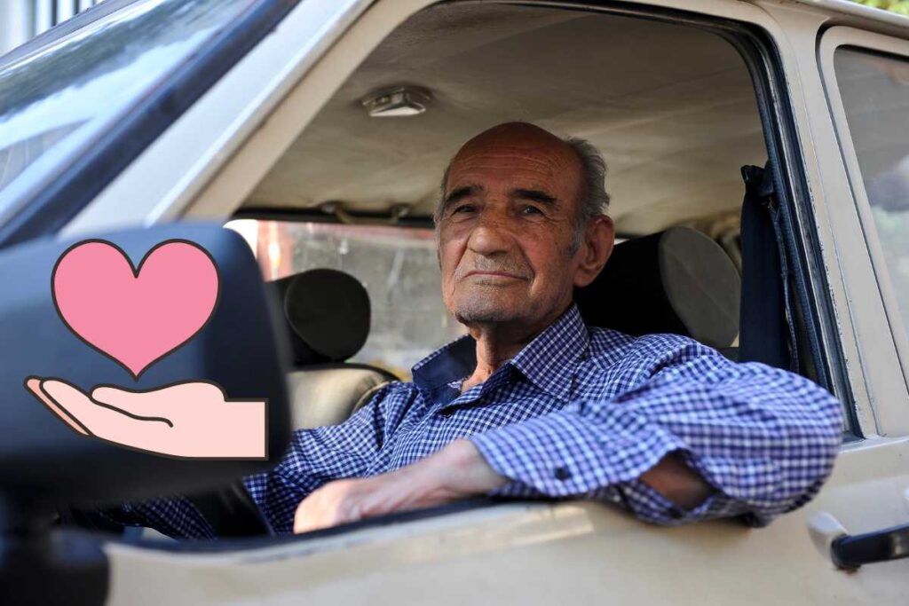 personne âgée donne voiture