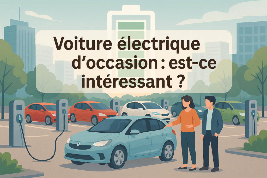 voiture électrique d'occasion en recharge parking urbain