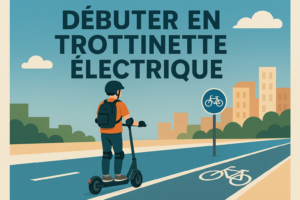 Débuter en trottinette électrique sur piste cyclable casque