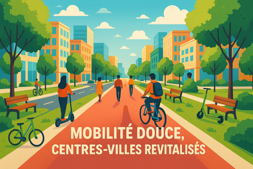 Mobilité douce centres-villes vélos piétons espaces verts