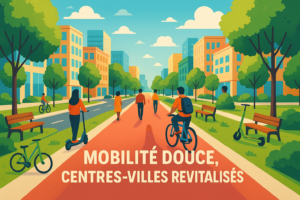 Mobilité douce centres-villes vélos piétons espaces verts