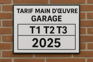 tarif main d'oeuvre garage t1 t2 t3 2025