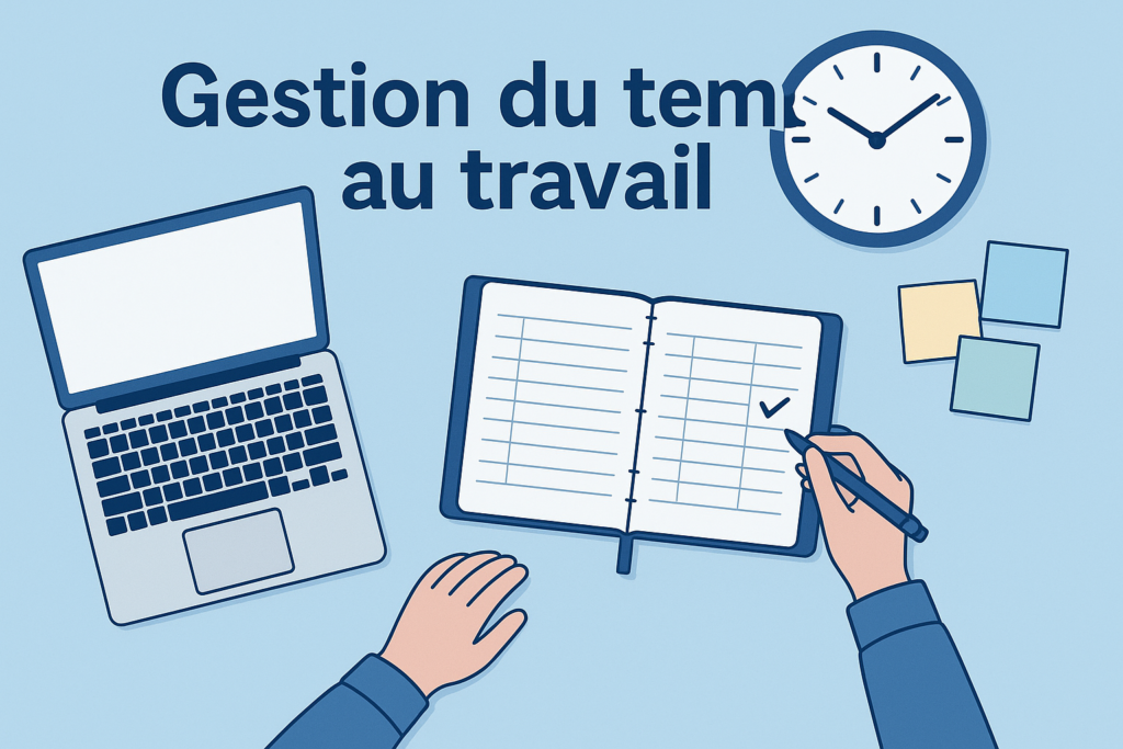 Illustration d’un bureau organisé illustrant la gestion du temps au travail