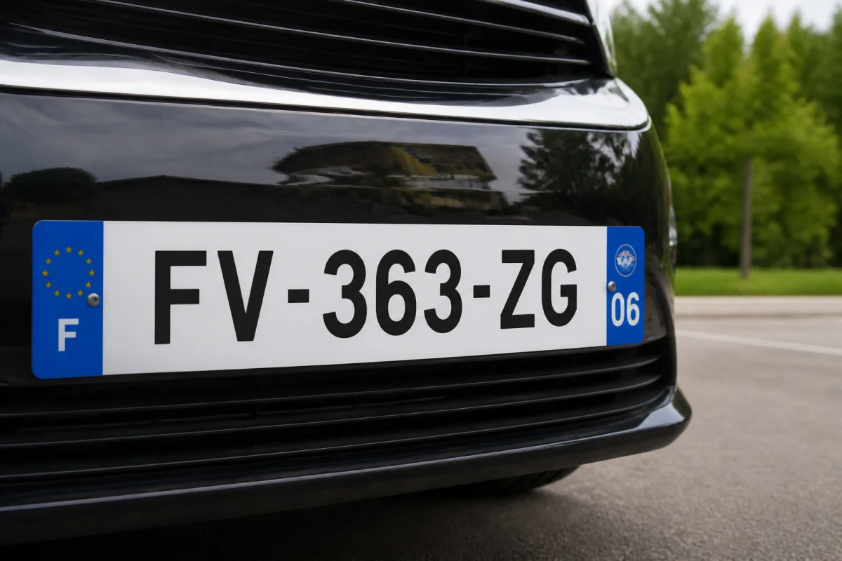 Plaque d'immatriculation sur un pare-chocs pour illustrer comment savoir si ma voiture est à la fourrière.